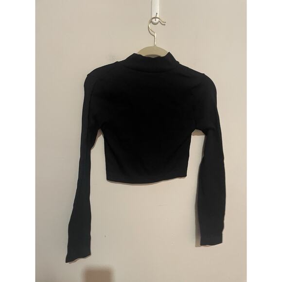 Garage Long Sleeve Ribbed Crop Zip Up Top Sz PS - Picture 6 of 6